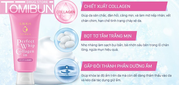 SỮA RỬA MẶT SENKA TẠO BỌT BỔ SUNG COLLAGEN PERFECT WHIP COLLAGEN IN 120G